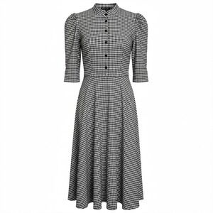 Miusol Black and White Gingham Midi Dress